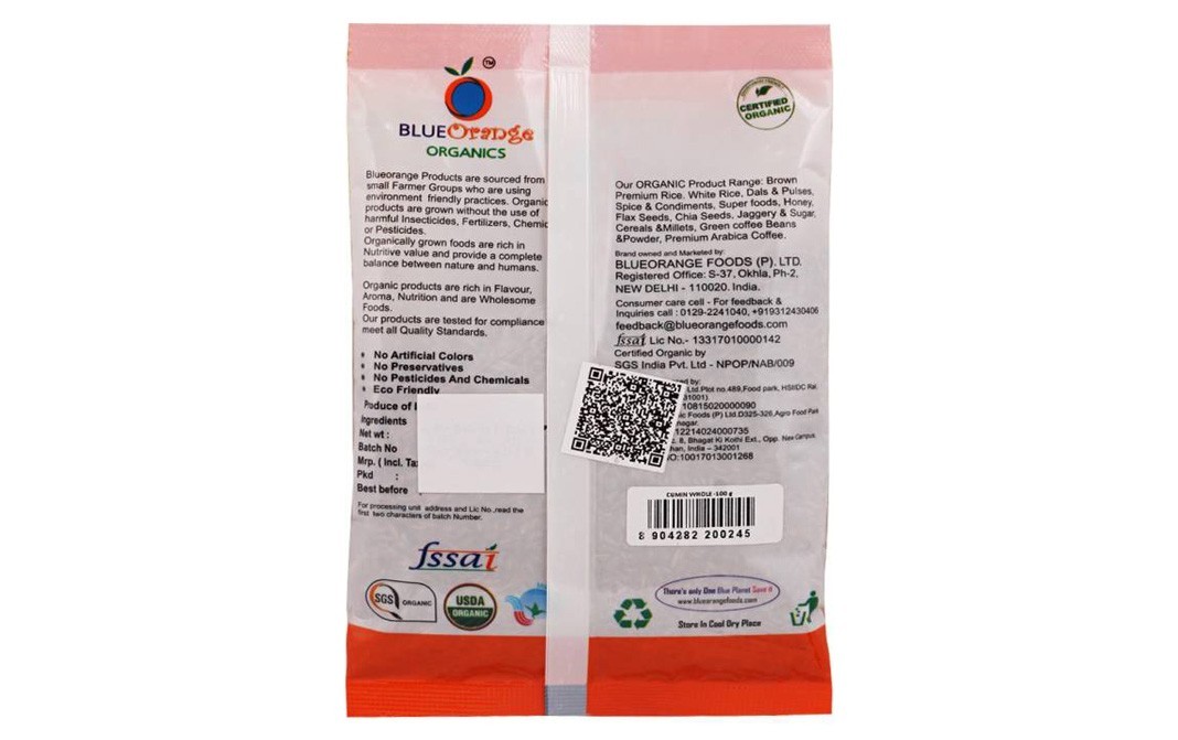 Blue Orange Organics Cumin (Whole)    Pack  100 grams